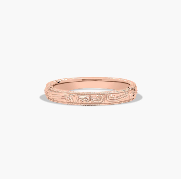Engraved Wedding Ring In 14K Rose Gold (2.50mm)