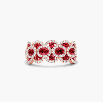 Wavy Ruby And Diamond Ring In 14K Rose Gold
