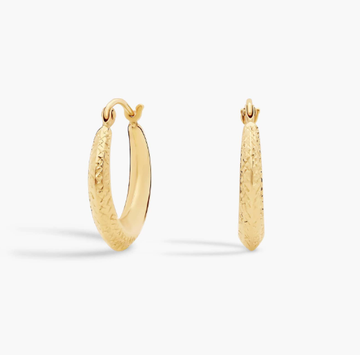 Textured Graduated Hoop Earrings in 14k Yellow Gold