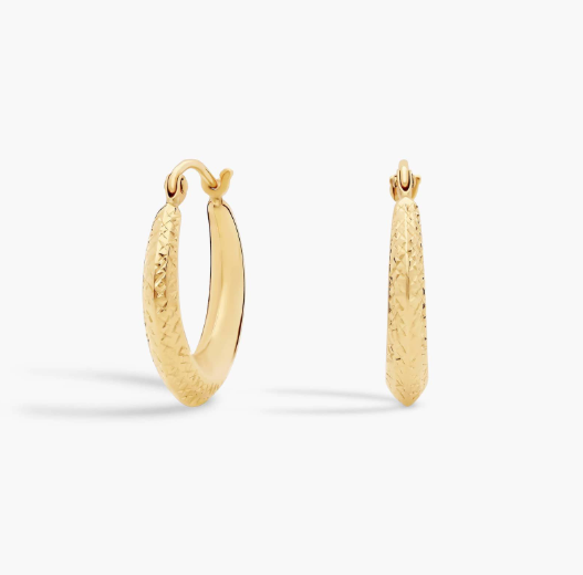Textured Graduated Hoop Earrings in 14k Yellow Gold