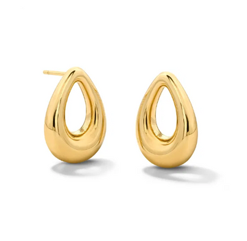 Gold Open Teardrop Stud Earrings 14K
