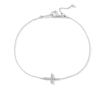 Sideways Cross Diamond Bracelet 18K