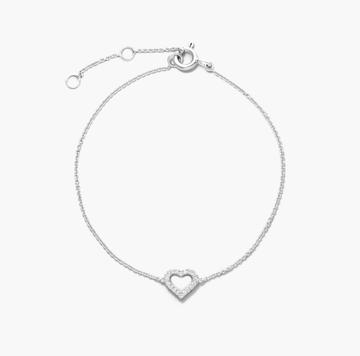 Heart Diamond Bracelet In 14K White Gold