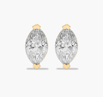 Marquise Cut 1 CTW Lab-Grown Diamond Stud Earrings In 14K Yellow Gold