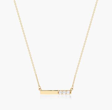 Bar Diamond Necklace In 14K Yellow Gold