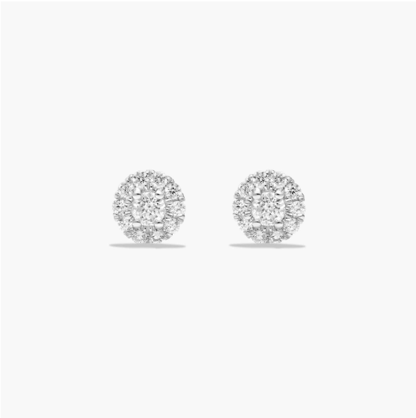 Halo 0.5 CTW Diamond Stud Earrings In 14K White Gold