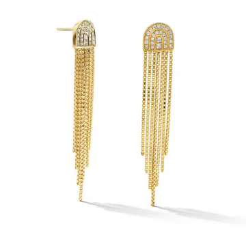 Diamond Arc Fringe Drop Earrings 14K