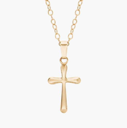 14" Children's Cross Pendant in 14k Yellow Gold