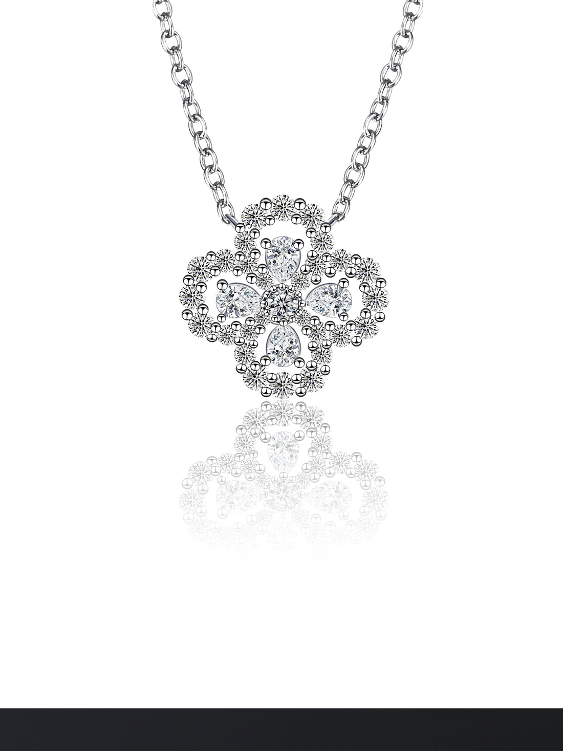 [Evera Diamond] Women Lab Diamond  Four Clover Necklace