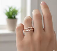 18K Rose Gold Parallel Diamond Bar Ring