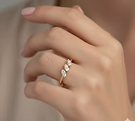18K Rose Gold Parallel Diamond Bar Ring