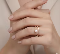 18K Rose Gold Parallel Diamond Bar Ring