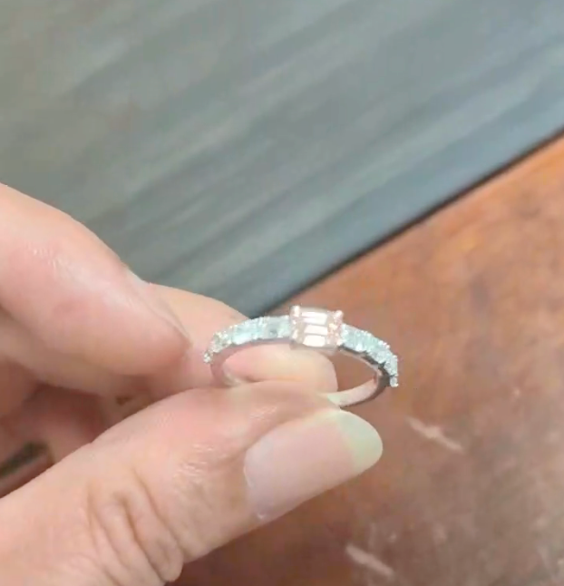 Melissa-Pink Emerald Cutting Band, Sterling Silver