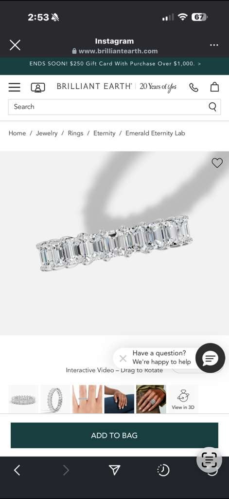 Melissa- full emerald eternity band $1565 in total