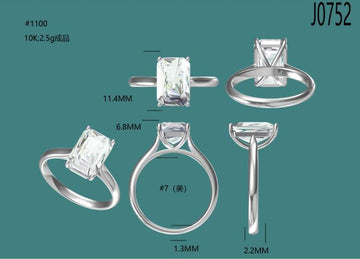 Melissa - 10k long Emerald ring， has halo and pave size 7/ total 1350 USD