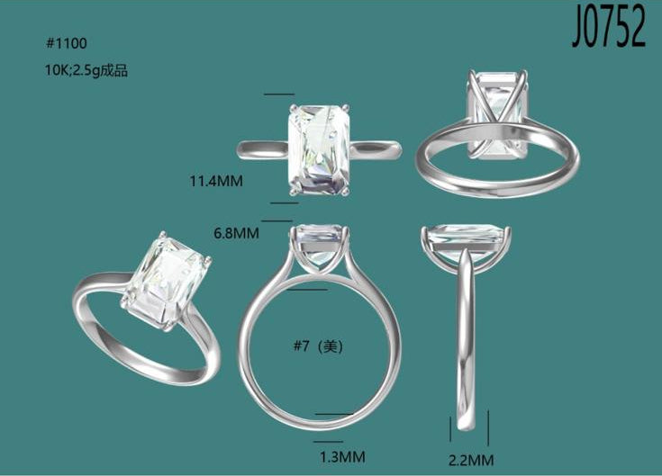 Melissa - 10k long Emerald ring， has halo and pave size 7/ total 1350 USD