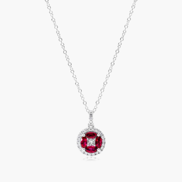 14K White Gold Marquise Ruby and Diamond Pendant