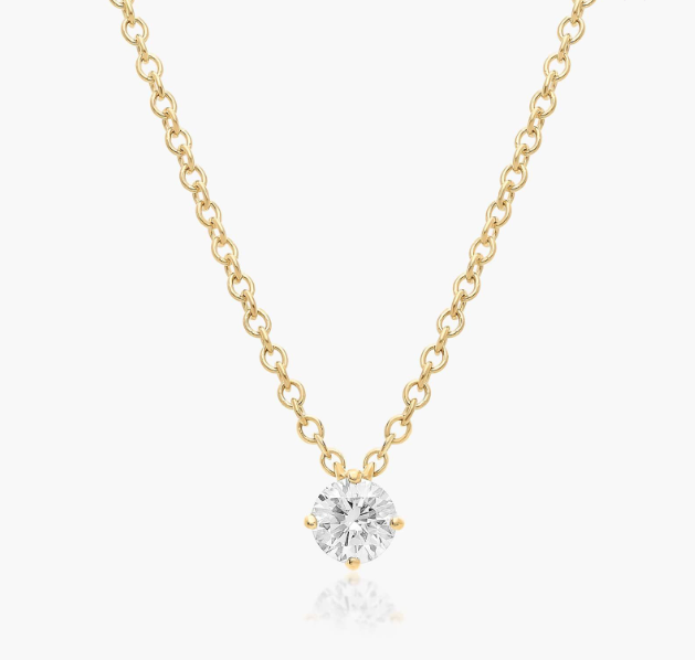 14K Yellow Gold Kite Set Solitaire Lab-Grown Diamond Pendant (0.25 CTW - F-G / VS2-SI1)