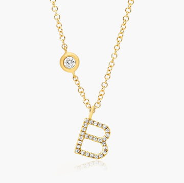 Initial B Diamond Necklace In 14K Yellow Gold