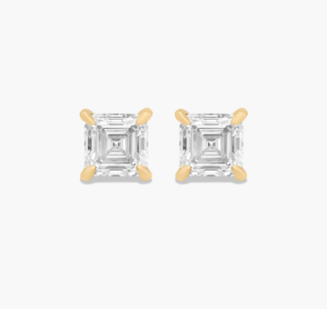 Asscher Cut 2 CTW Lab-Grown Diamond Stud Earrings In 14K Yellow Gold