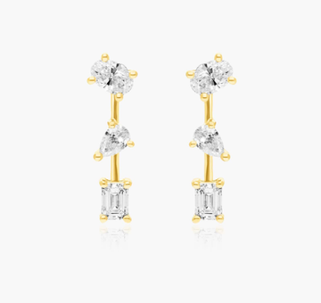 Fancy Array Lab-Grown Diamond Earrings In 14K Yellow Gold