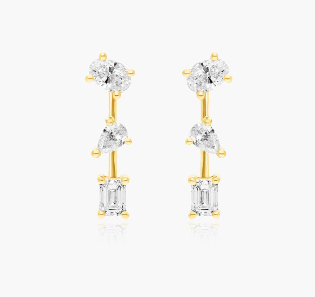Fancy Array Lab-Grown Diamond Earrings In 14K Yellow Gold