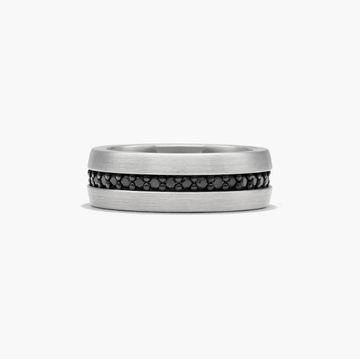 Men's Black Sapphire Wedding Band In White Tungsten Carbide by TRITON (8.00mm)