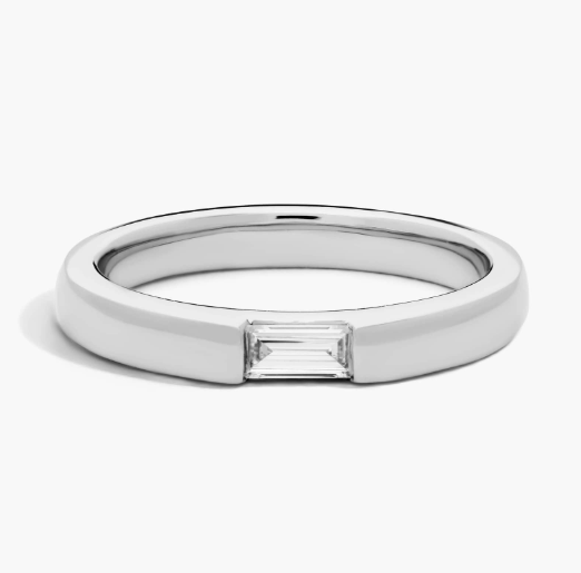 East West Single Baguette Diamond Ring in Platinum (2.6 mm, 1/6 ct. tw.)