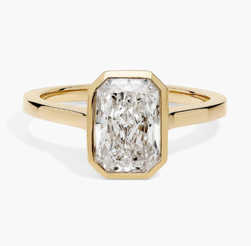 Lab Grown Radiant Diamond Bezel Ring in 18K Yellow Gold (2 Ct. Tw.)