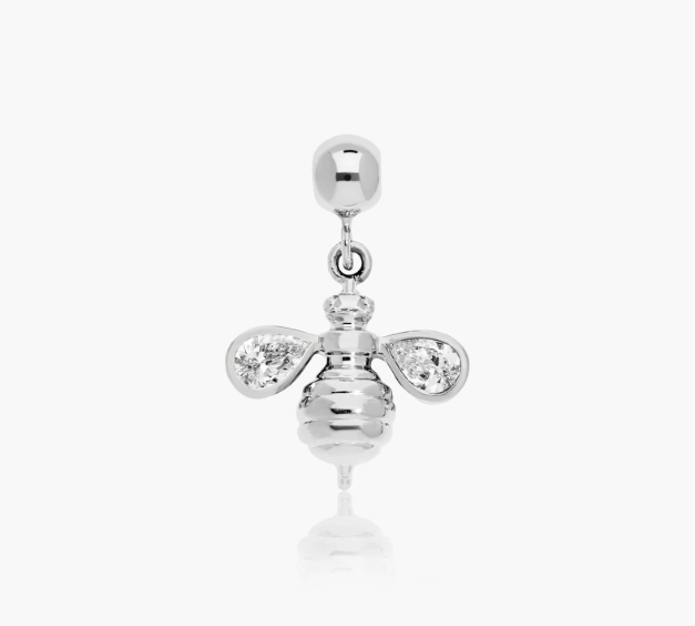 Bee Lab-Grown Diamond Charm In 14K White Gold