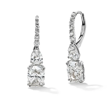 Lab Grown Cushion & Pear Diamond Drop Earrings 14K