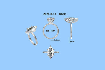 Tina-10K White Gold 3ct Marquise Ring, Size 5.25
