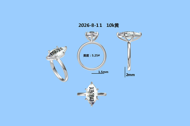Tina-10K White Gold 3ct Marquise Ring, Size 5.25