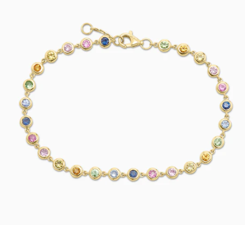 1.55 Carats Multi Color Natural Sapphire Bracelet