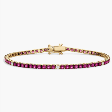 Diamond and Ruby Tennis Bracelet in 14K Yellow Gold