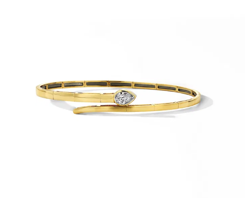 Diamond Bezel Flexible Bypass Bracelet 14K