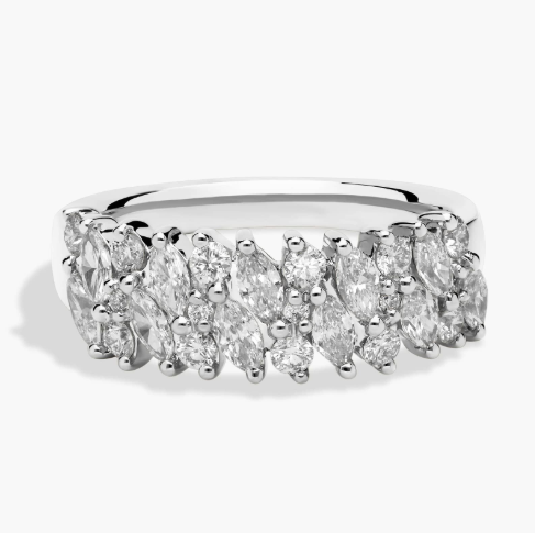 Romantic Diagonal Marquise Layered Diamond Ring in Platinum (1 ct. tw.)