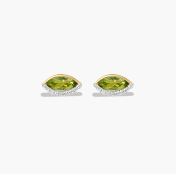Radiant Reflections Marquise Cut Peridot Earrings In 14K Yellow Gold