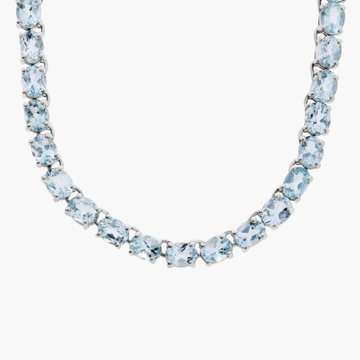 Oval Aquamarine Eternity Necklace in Sterling Silver (5x4mm)