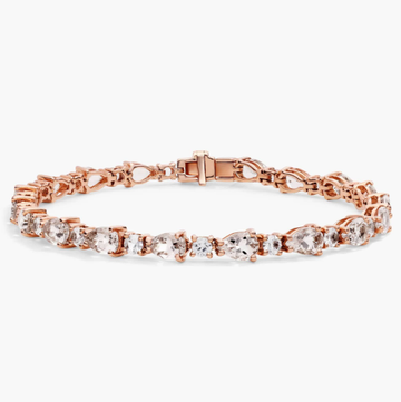 Pear Morganite and White Sapphire Bracelet in 14k Rose Gold