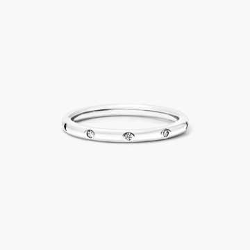 Bezel Set Diamond Ring In 14K White Gold