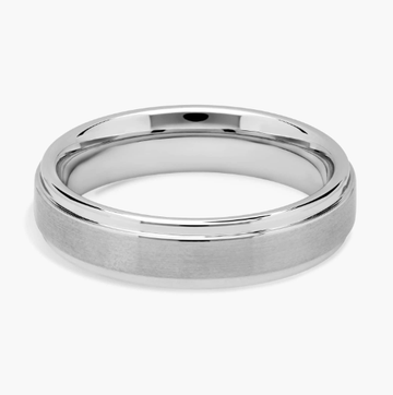 Brushed and Polished Comfort Fit Wedding Ring in White Tungsten Carbide (6mm)
