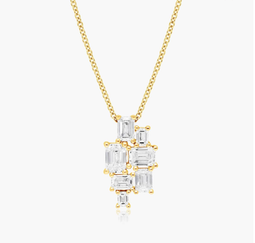 Assemblage Necklace With Emerald Cut Lab-Grown Diamonds In 14K Yellow Gold