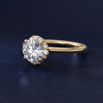 Petite Floral Halo Diamond Engagement Ring in 14k Yellow Gold (1/10 ct. tw.)