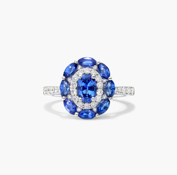 Imperial Sapphire And Diamond Ring In 14K White Gold