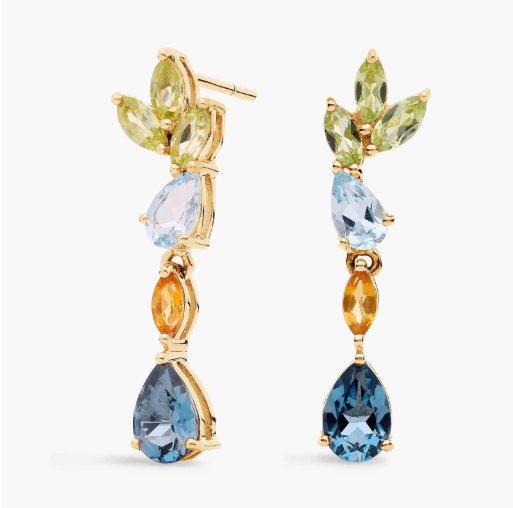 Mixed Shape Drop Earrings in 14k Yellow Gold