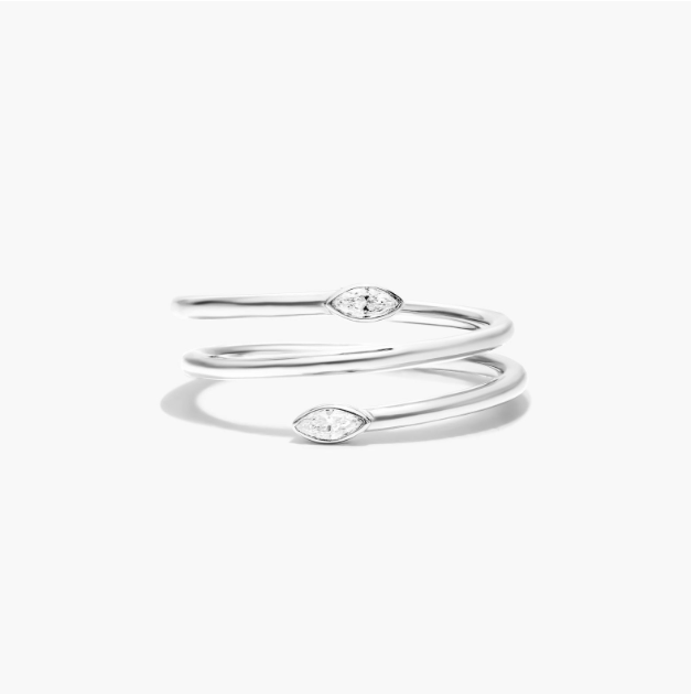 Marquise Cut Diamond Wrap Ring In 14K White Gold