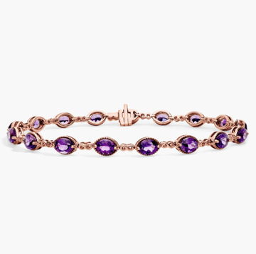 Amethyst Infinity Link Bracelet in 14k Rose Gold (5x4mm)