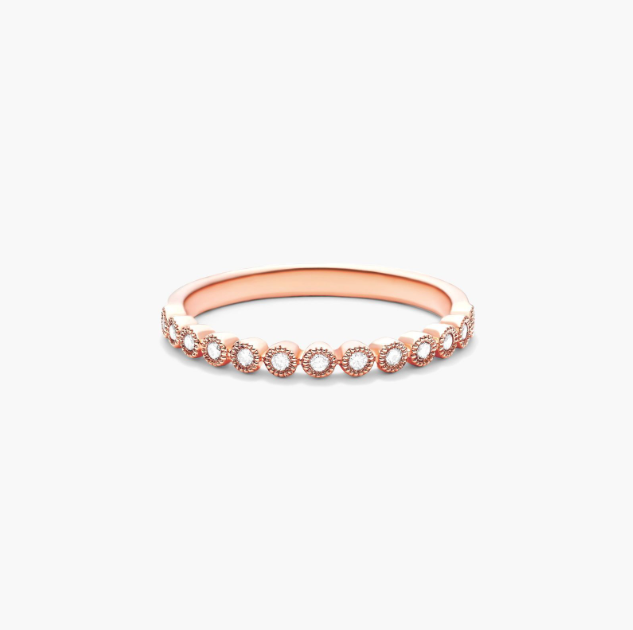 Vintage Round Bezel Diamond Ring In 14K Rose Gold