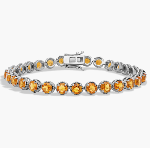 Citrine Round Rope Bracelet in Sterling Silver (5mm)